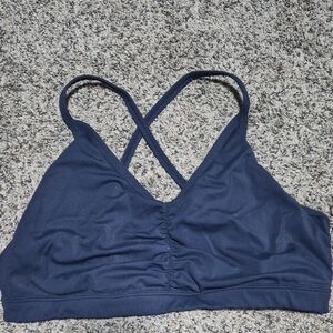 Navy Blue Sports Bra with Crisscross Straps